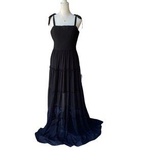 Dress The Population Tie Shoulder Sleeveless Long Dress Black Size S